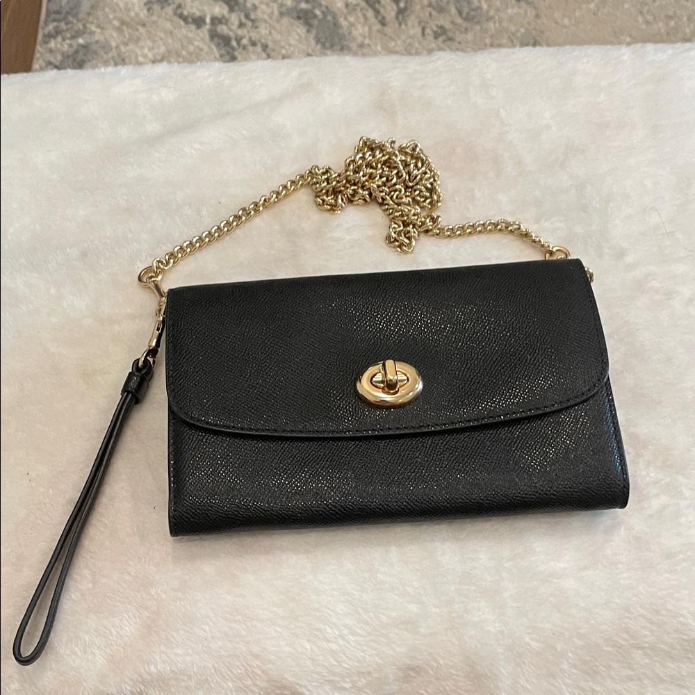 Coach Black wristlet/crossbody new